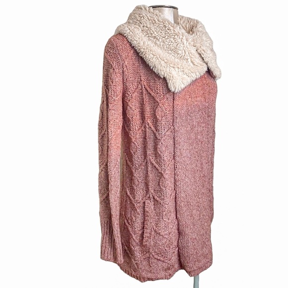 Anthro Sleeping on Snow Bondurant Sherpa Cardigan Rose Pink Medium - Picture 4 of 9